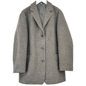 MUJI Reclaimed Wool Gray Brown Single Breasted Light Wool Pea Coat sz XL